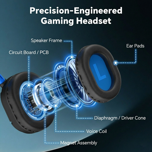 Btootos Gaming Headsets with Noise Cancelling Microphone, Xbox One & PS5 PS4 Headphones, High-Quality Stereo Sound, LED Light, Soft Memory Earmuffs for Ultimate Comfort, Wired Over-Ear Headset for PC, Laptop