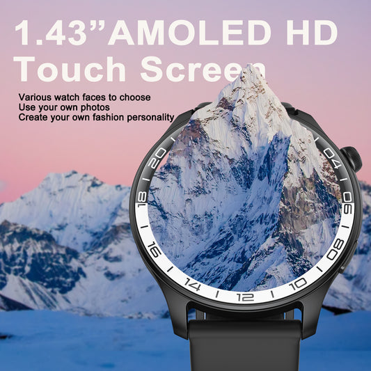 Smart Watch for Men Fitness Tracker: Military 1.43'' AMOLED Mens Watches Running Waterproof Smartwatch Android Phones iPhone Compatible Sleep Monitor Step Counter Pedometer
