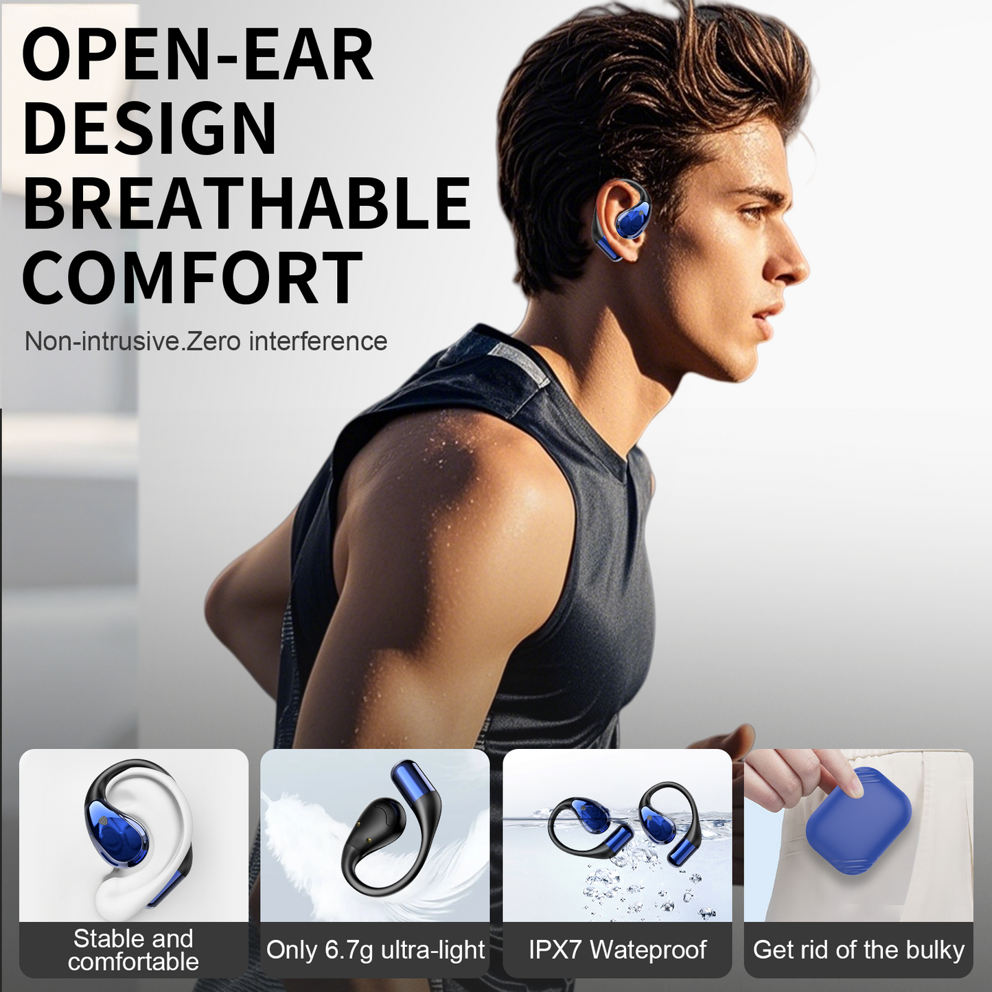 Btootos Open Ear Earbuds, Non-In-Ear Comfortable Earhook Wireless Earbuds with Bluetooth 6.0 and ENC Clear Calls, 48H Playtime, Bluetooth Headphones for Sport, Travel & Daily Wear, Waterproof Earphones