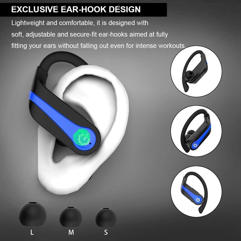 Dyurwa Bluetooth 5.1 Wireless Headphones Sports Earphones in Ear Noise Cancelling Earbuds with Mic Deep Bass Sport Earhooks IP7 Waterproof 40H Playtime Headset for Running Sports