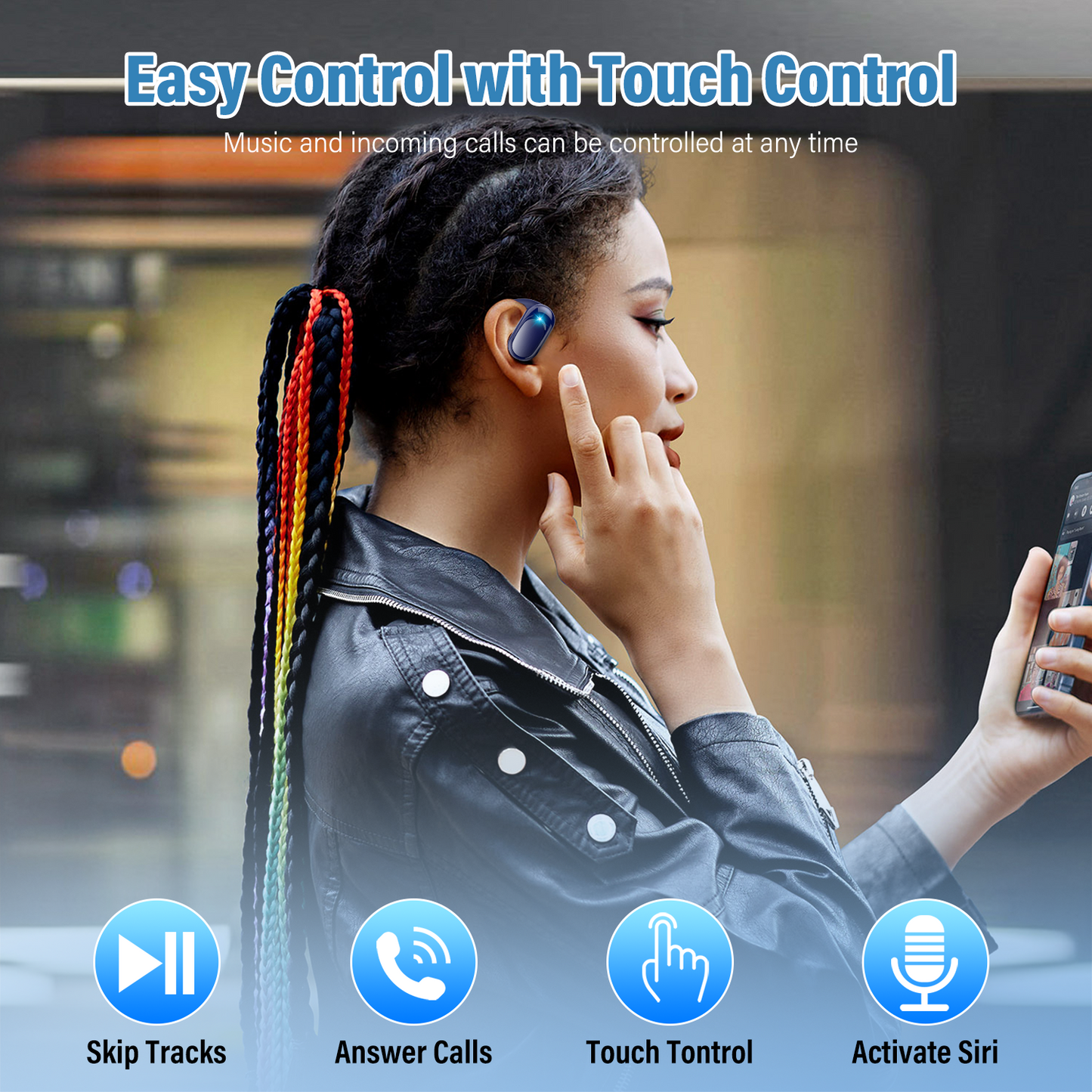 Open Ear Earbuds, Bluetooth 5.4 Headphones, HD Stereo Bass Wireless Earphones with Earhooks, 58Hrs Playtime, IP7 Waterproof for Fitness, Cycling, Sports