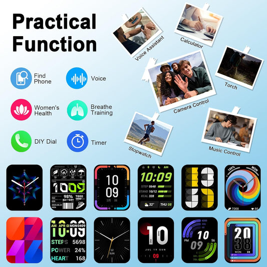 Smart Watch(Answer/Make Call), Fitness Activity Tracker with 110+ Sport Modes, 1.91" IP68 Waterproof Smartwatch for Men Women, for Android iOS, Perfect Gift for Holidays