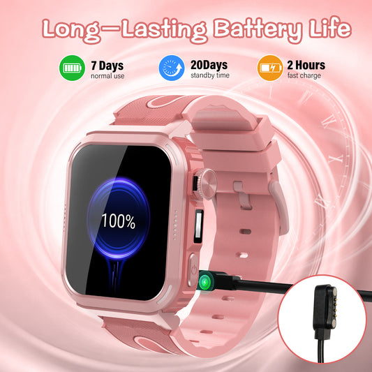 Coucur Kids Smart Watch with Classroom Mode, 1.83 HD Touch Screen Smartwatch for Kids, Learn Cards, Camera, Music Player, 14 Puzzle Games, 100 Sports Modes, IP68 Waterproof, Best Gift for Kids