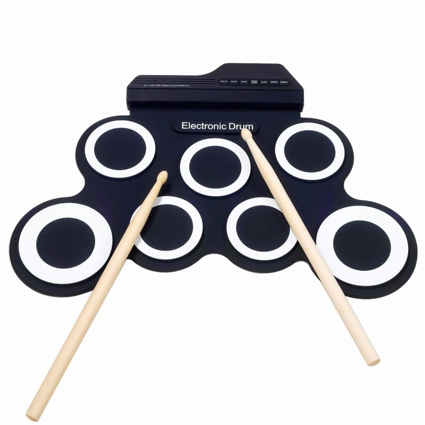 TGGPL Electric Drum Set, 7-Pad Kids Electronic Drum Set with Headphone Included, Roll-up Drum Practice Pad, Great Holiday Xmas Birthday Gift for Kids