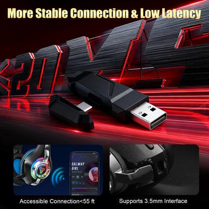 Geryst 2.4GHz Wireless Gaming Headset for PS4/PS5/Xbox/Switch/PC, Bluetooth Over Ear Headphones with ENC Noise Cancelling Mic,7.1 Stereo Surround Sound, 40mm Drivers, RGB Light, 45H Battery Gaming Headphone