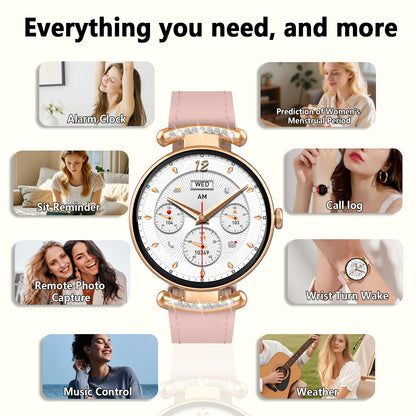Geryst Smart Watches for Women, 1.2'' AMOLED HD Round Screen Fitness Trackers with Bluetooth Call (Answer/Make/Text), 100+ Sports Mode, IP68 Waterproof Women Smart Watch for Android IOS