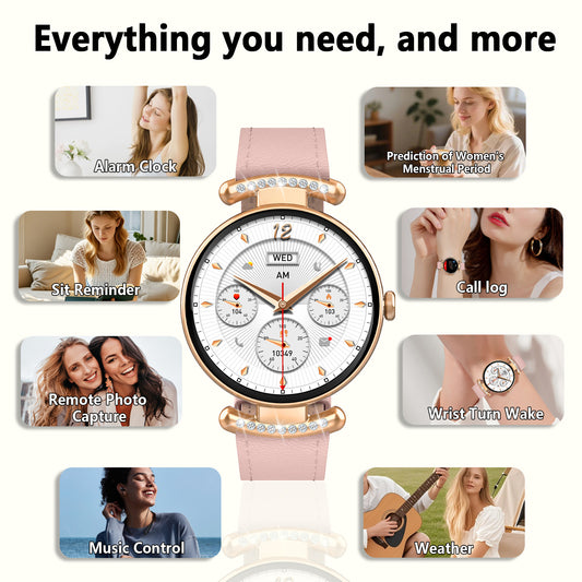 Geryst Smart Watches for Women, 1.2'' AMOLED HD Round Screen Fitness Trackers with Bluetooth Call (Answer/Make/Text), 100+ Sports Mode, IP68 Waterproof Women Smart Watch for Android IOS