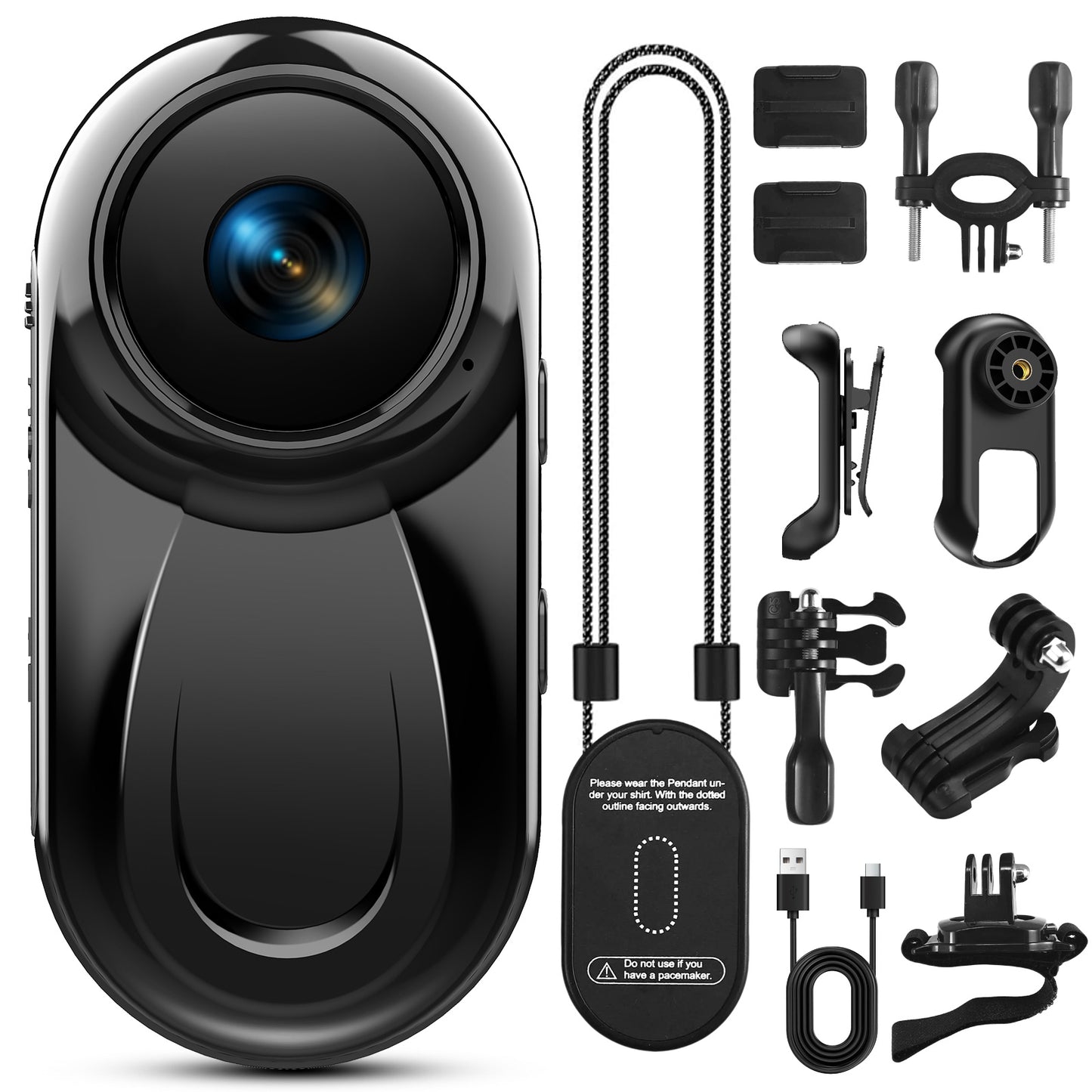 Mini Body Camera with 64GB Card, 1080P Thumb Vlogging Cam Hands-Free Recording, Tiny Action Camera with 360° Rotate Clip&Magnetic Clip, Wearable Video Recorder for Traveling/Motorcycle