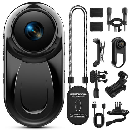 Mini Body Camera with 64GB Card, 1080P Thumb Vlogging Cam Hands-Free Recording, Tiny Action Camera with 360° Rotate Clip&Magnetic Clip, Wearable Video Recorder for Traveling/Motorcycle