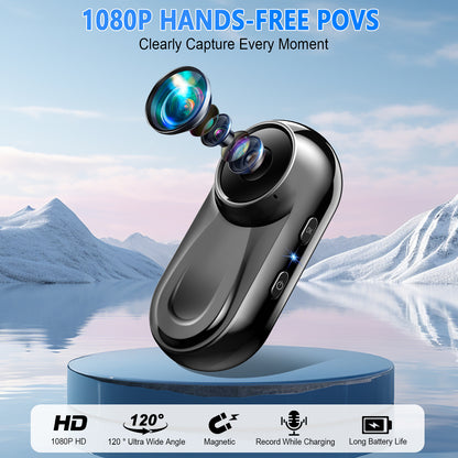 Mini Body Camera 1080P, 512G Thumb Action Camera, Vlogging Cam Portable Camcorder with 360° POV Rotate Clip & Magnetic Clip, Wearable Video Recorder for Traveling/Motorcycle/Pet Walking(No SD Card)