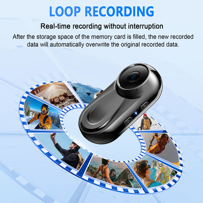 Mini Body Camera 1080P, 512G Thumb Action Camera, Vlogging Cam Portable Camcorder with 360° POV Rotate Clip & Magnetic Clip, Wearable Video Recorder for Traveling/Motorcycle/Pet Walking(No SD Card)