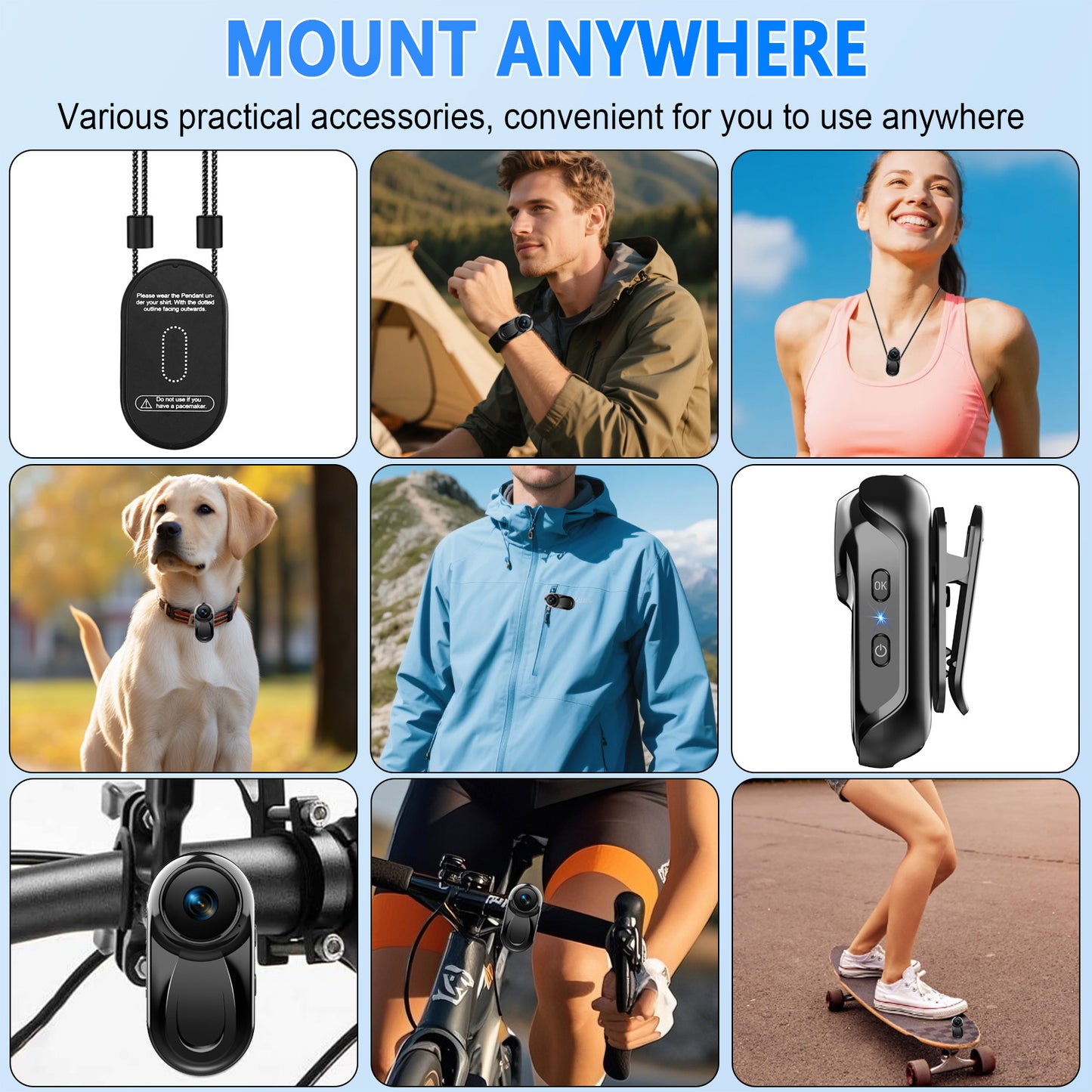 Mini Body Camera 1080P, 512G Thumb Action Camera, Vlogging Cam Portable Camcorder with 360° POV Rotate Clip & Magnetic Clip, Wearable Video Recorder for Traveling/Motorcycle/Pet Walking(No SD Card)