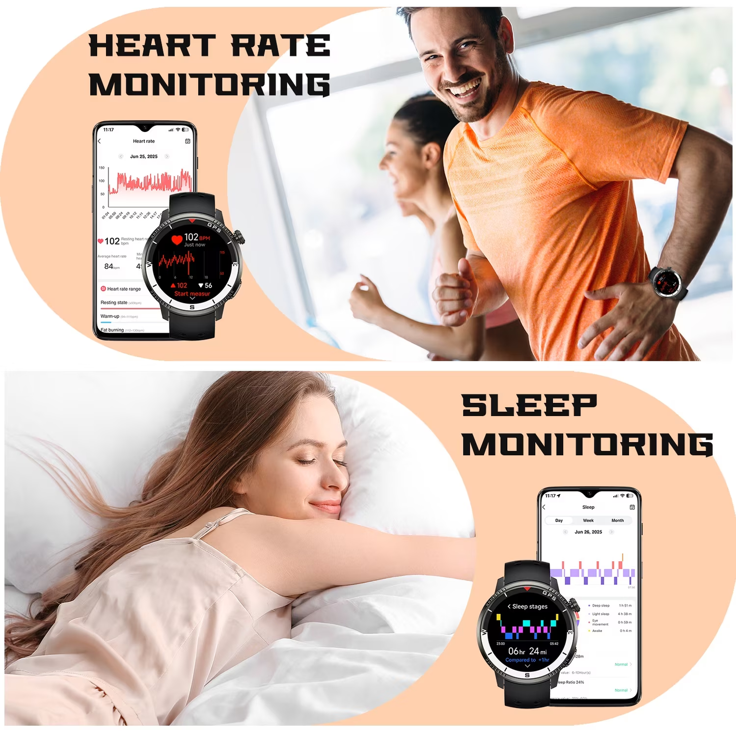 Btootos GPS Smart Watch(Answer/Make Call), Smartwatch for Men Women, 1.43"HD AMOLED Display, Fitness watch with 170+ Sport Modes, IP68 Waterproof/Pedometer, Activity Tracker for Android iOS