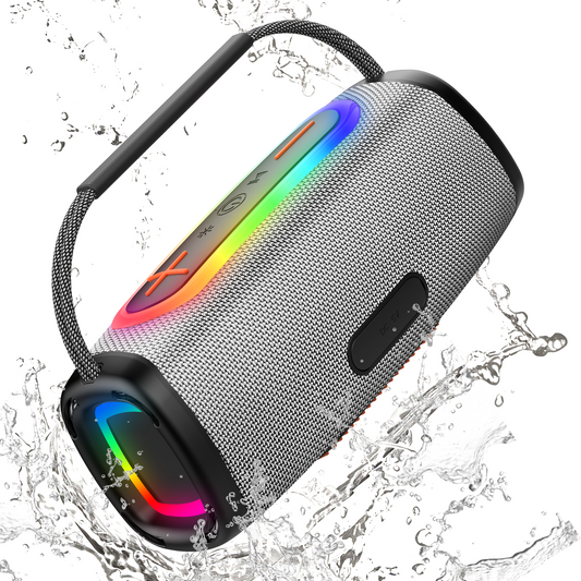 Geryst Bluetooth Speaker 6000mAh, 36H Playtime BT5.4 Portable Wireless Speaker with Loud Stereo Sound, IP6 Waterproof, 24W Portable Speaker with RGB Multi-Color Rhythm Lights for Outdoor/Home/Party as Gift