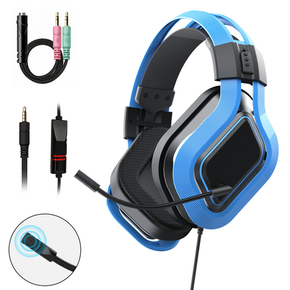 Geryst Gaming Headset with Microphone for PS4, PS5, Xbox Headset, 7.1 Surround Sound Sound, Noise Canceling Mic, 40mm Drivers Soft Earmuffs Over Ear Headphones for Nintendo, Xbox Series X/S, Laptop, Blue
