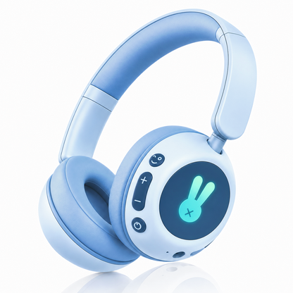 Kids Bluetooth Headphones with Microphone, 3 Safe Volume Modes 74/84/95dB, 48H Battery LED Light Up Foldable Over-Ear Wireless Headset with Audio Cable for Online Learning & Travel
