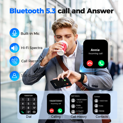 Geryst Smart Watch Fits for Android and iPhone, 1.96" HD Smartwatch for Men Women Bluetooth Answer/Make Calls/110+ Sports Modes/Message Reminder/Sleep, IP68 Waterproof Fitness Tracker, Perfect Gift（Black）