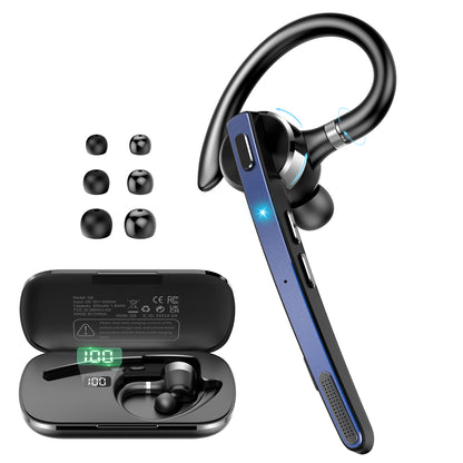 Btootos Bluetooth Headset, Single-Ear Bluetooth Earpiece with ENC Mic with HiFi Stereo Sound, 90 Hours Talking Time Wireless Headset V5.3 with 400mAh Charging Case for iOS Android Cell Phones, Black