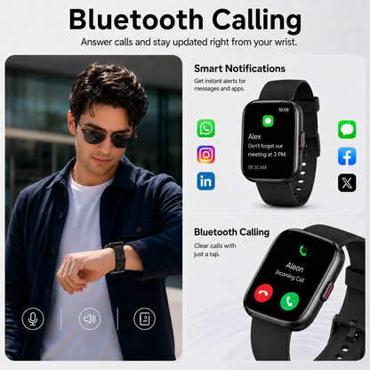 Btootos Smart Watch for Men Women, 1.85-inch HD Fitness Tracker with Bluetooth Calls, Sleep Tracking, 110+ Sports Modes, IP68 Waterproof, Android and iPhone