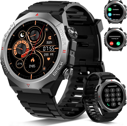 Smart Watches for Men (Answer/Make Call), 1.39" HD Military Smartwatch, 50+ Days Extra-Long Battery Life Fitness Tracker, Flashlight/110+Sports/Sleep Monitor/IP68 Waterproof Android