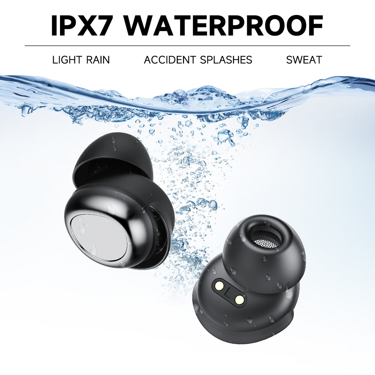 Btootos Sleep Ear Buds, Bluetooth 5.4 Ultra-Mini Sleep Earbuds for Side Sleepers, Hi-Fi Stereo 3D Bass Noise Cancelling Wireless headphones, 53H Playtime with IP7 Waterproof LED Earphones, USB C