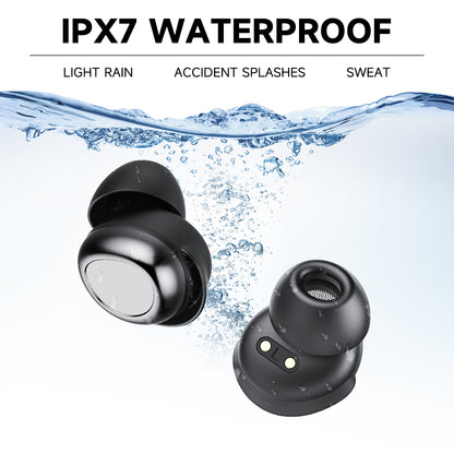 Btootos Sleep Ear Buds, Bluetooth 5.4 Ultra-Mini Sleep Earbuds for Side Sleepers, Hi-Fi Stereo 3D Bass Noise Cancelling Wireless headphones, 53H Playtime with IP7 Waterproof LED Earphones, USB C