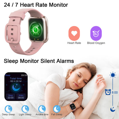 Smart Watch for Men Women, Fitness Tracker Heart Rate/Sleep Monitor, Fitness Watch Step/Calorie Counter, 25 Sport Modes IP68 Waterproof Activity Trackers, Smartwatch for Android iOS