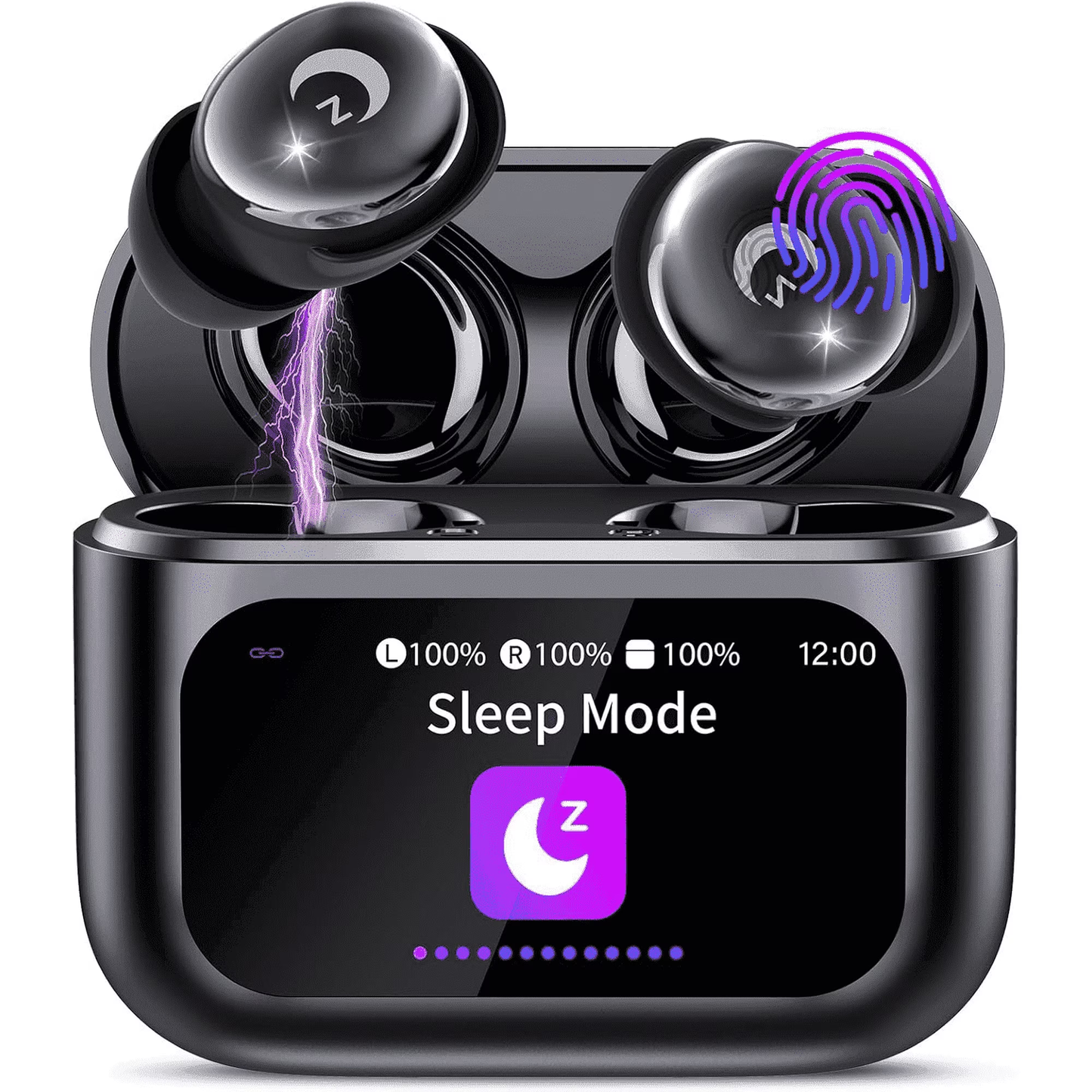 Btootos Sleep Earbuds Bluetooth 5.4 in Ear Smart Touch Screen Headphones, 48H Noise Cancelling Ear Buds with 5 EQ Modes, Mini Wireless Headphones Small Design for Side Sleepers, Clear Calls Earphones, IPX7