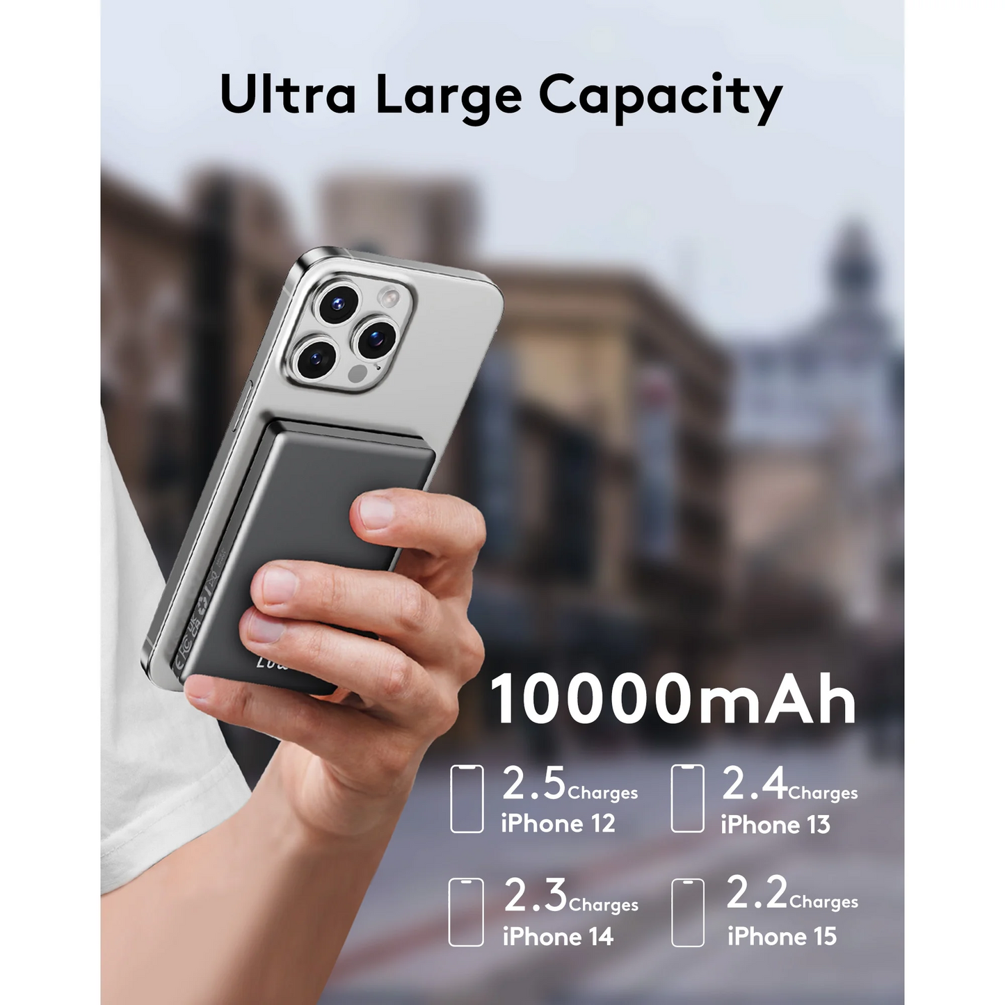 Btootos Magnetic Portable Charger, Ultra Slim 10000mAh Magnetic Power Bank, 20W PD Fast Charging Wireless Power Bank Compatible with iPhone 17/16/15/14/13 Pro Max, Black