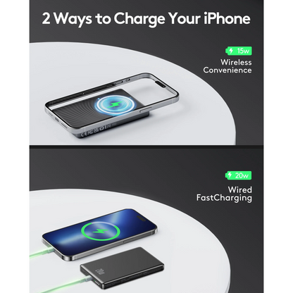 Btootos Magnetic Portable Charger, Ultra Slim 10000mAh Magnetic Power Bank, 20W PD Fast Charging Wireless Power Bank Compatible with iPhone 17/16/15/14/13 Pro Max, Black