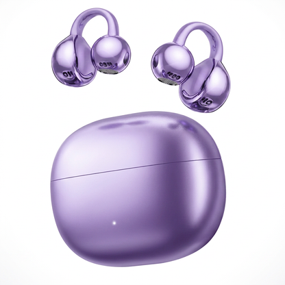 BTOOTOS Clip on Earbuds Bluetooth 5.4, Open Ear earbuds Wireless with Mic, Lightweight Comfort, Small-Ear Friendly Bluetooth Earbuds, 60H Sport Ear Buds, IP7 Waterproof Noise Cancelling Headphones, Purple