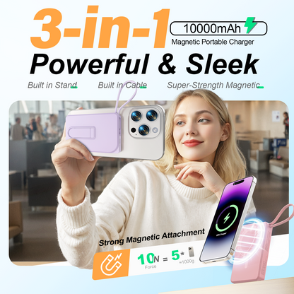 Btootos Magnetic Wireless Portable Charger, 10000mAh Power Bank 22.5W Fast Charging Battery Pack Compatible with iPhone 18/17/16/15/14/13 Pro Series, Purple