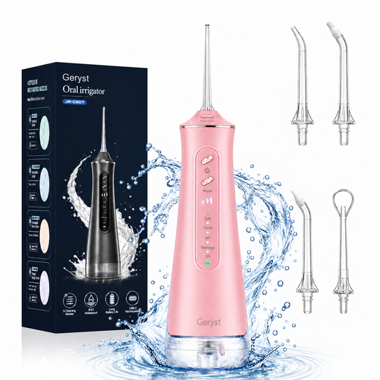 Water Flosser Portable Oral Irrigator, 5 Modes DIY Adjustable Pressure, Detachable Transparent Water Tank, IPX7 Waterproof USB Rechargeable Dental Teeth Cleaner for Braces Sensitive Gums Home Travel