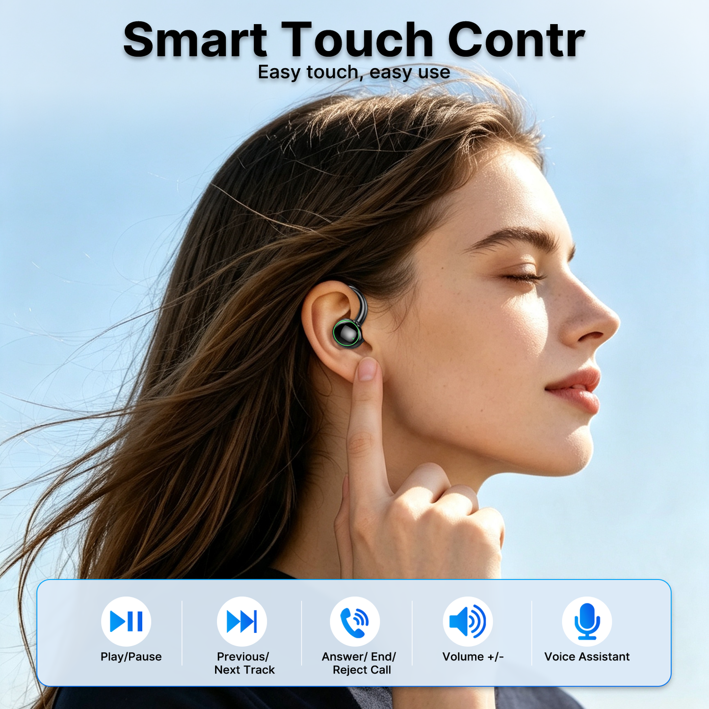 Btootos Wireless Earbuds, Bluetooth 5.4 Sports Headphones, 50H Playback Over Ear Earbuds with ENC Noise Cancelling Mic, Deep Bass Fitness Earphones Gym Running Workout with Earhooks, IP7 Waterproof Headset