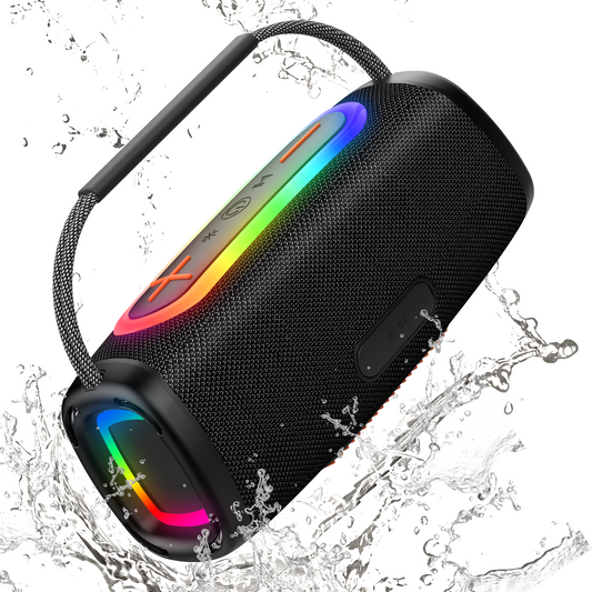 Geryst Bluetooth Speaker 6000mAh, 36H Playtime BT5.4 Portable Wireless Speaker with Loud Stereo Sound, IP6 Waterproof, 24W Portable Speaker with RGB Multi-Color Rhythm Lights for Outdoor/Home/Party as Gift