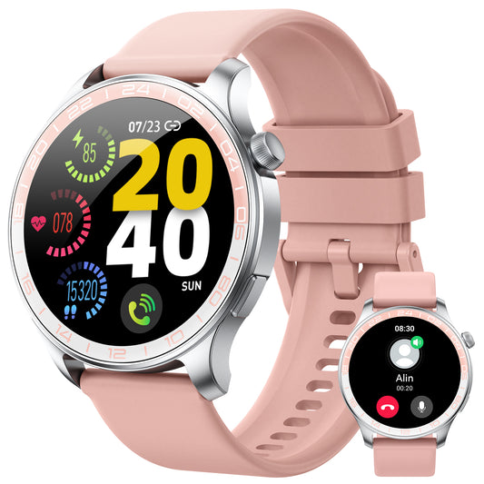 Smart Watches for Women, 1.47'' AMOLED HD Round Screen Fitness Trackers with Bluetooth Call (Answer/Make/Text), 100+ Sports Mode, IP68 Waterproof Women Smart Watch for Android IOS