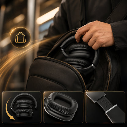 Bluetooth Headphones, Headphones Wireless Over Ear with Microphone, 40mm Stereo Sound, 40H Playtime, Foldable Headset with Type-C Charging and 3.5mm AUX for Work, Travel and Home
