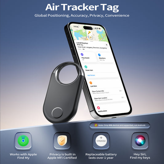 Air Tracker (iOS Only)-2 Pcs, Smart Item Finder Work with Apple Find My for Luggage, Keys, Bags, Wallet, Bluetooth Tracker Tag/Key Finder and Item Locator Smart Tag Replaceable Battery
