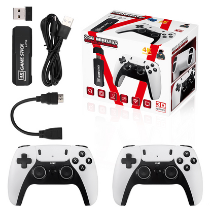 Wireless Retro Game Console Stick with 64GB TF Card, Built-in 23 Emulators 20000+ Games Classic Plug & Play Video Games, 4K HDMI Output & 2.4GHz Dual Wireless Controllers, Gifts for Kid/Adults