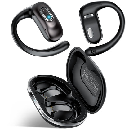 Geryst Open Ear Headphones, Open Earbuds with Comfortable Earhook, 58H Hifi Stereo Bone Conduction Earbuds with Mic, Noise Cancelling, Bluetooth 5.4 Earphones, IP7 Waterproof Wireless Earbuds for Running
