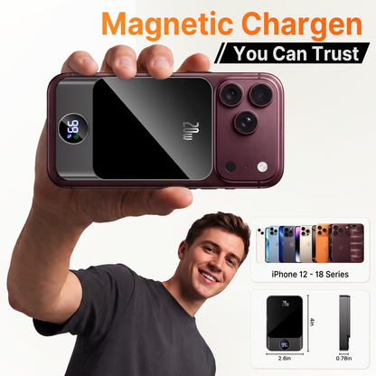 Btootos Magnetic Wireless Portable Charger, 10000mAh Power Bank with PD20w Fast Charging, USB C in&Out Battery Pack, Compatible with Mag-Safe for iPhone 18/17/16/15/14/13 Series, Samsung, Android, and More