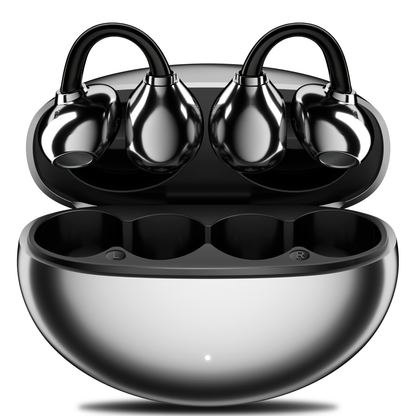 BTOOTOS Clip on Earbuds Bluetooth 5.4, Open Ear earbuds Wireless with Mic, Lightweight Comfort, Small-Ear Friendly Bluetooth Earbuds, 60H Sport Ear Buds, IP7 Waterproof Noise Cancelling Headphones, Black