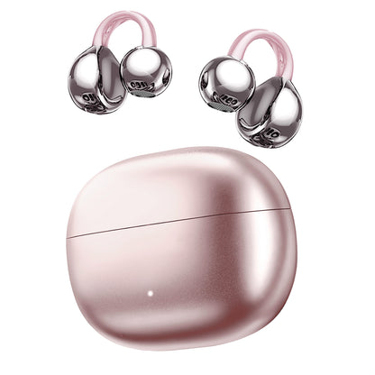 Clip on Earbuds Bluetooth 5.4, Open Ear earbuds Wireless with Mic, Lightweight Comfort, Small-Ear Friendly Bluetooth Earbuds, 60H Sport Ear Buds, IP7 Waterproof Noise Cancelling Headphones, Rose Gold