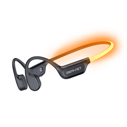 Geryst Bone Conduction Headphones Bluetooth 6.0 Open Ear Headphones with Dual Driver Sound, LED Safety Light, Game Mode & Dual Device Connection, IP67 Sport Headphone for Night Running, Cycling, Workout
