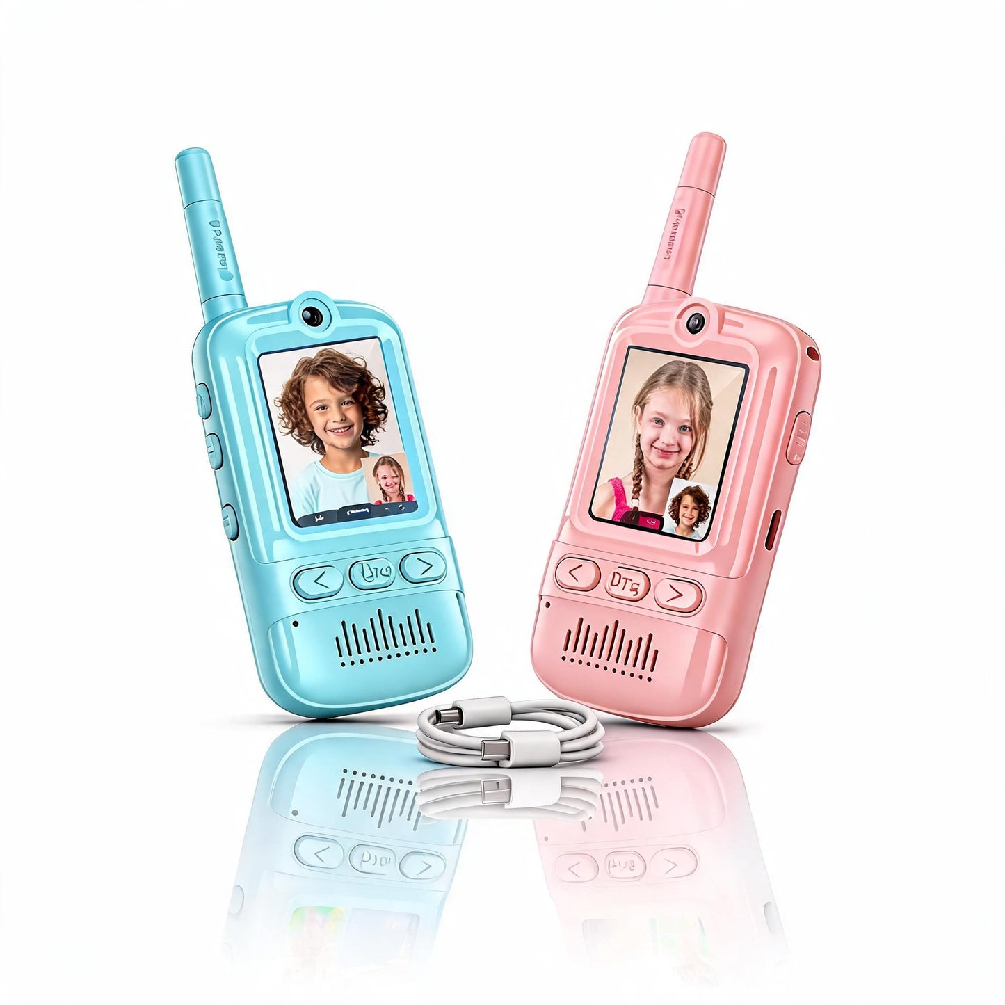 TGGPL Walkie Talkies for Kids Pack of 2, Rechargeable Long Range Two Way Radios Toys for Boys Girls Age 3-5, Outdoor Adventure Camping Hiking, Birthday with Pink Blue Design