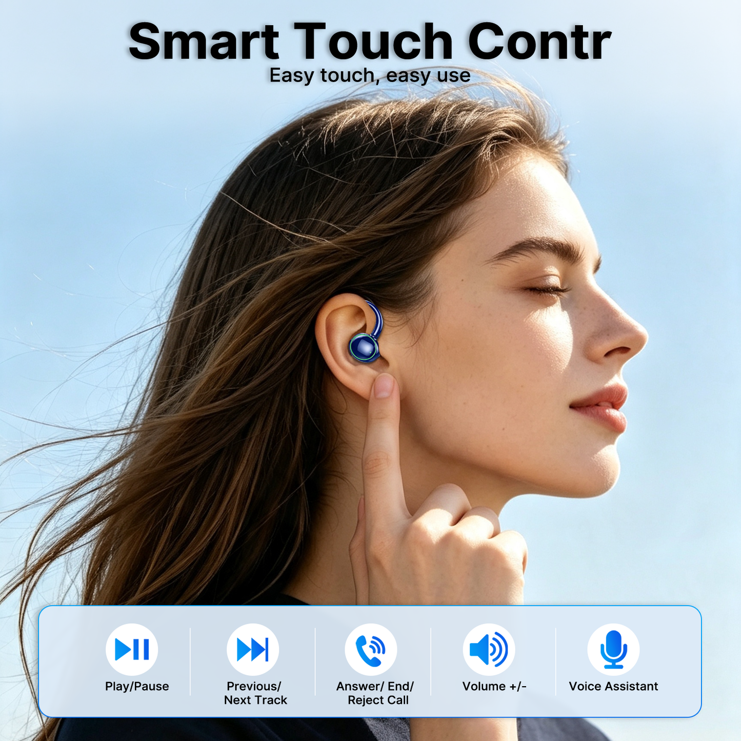 Btootos Wireless Earbuds, Bluetooth 5.4 Sports Headphones, 50H Playback Over Ear Earbuds with ENC Noise Cancelling Mic, Deep Bass Fitness Earphones Gym Running Workout with Earhooks, IP7 Waterproof Headset