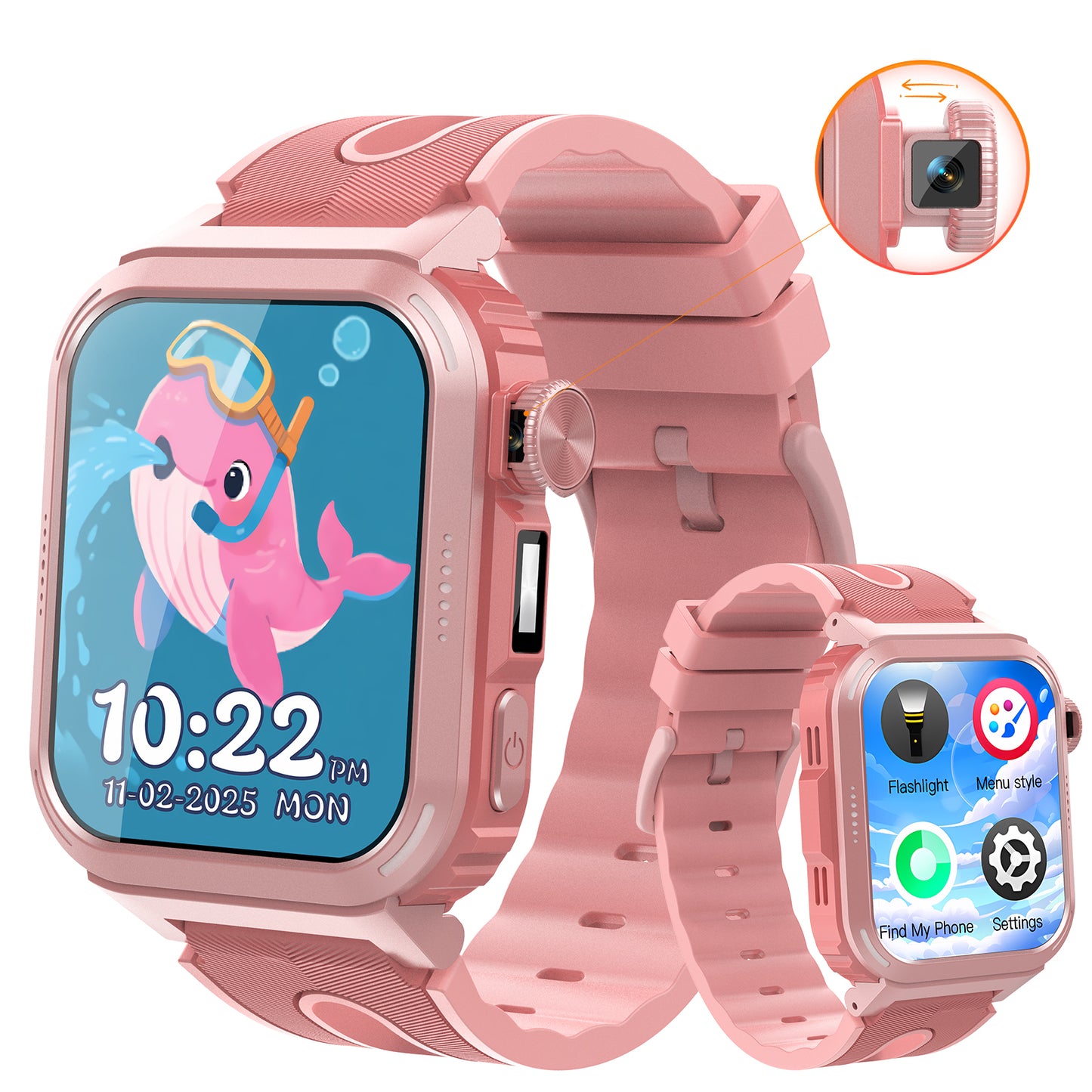 Coucur Kids Smart Watch with Classroom Mode, 1.83 HD Touch Screen Smartwatch for Kids, Learn Cards, Camera, Music Player, 14 Puzzle Games, 100 Sports Modes, IP68 Waterproof, Best Gift for Kids