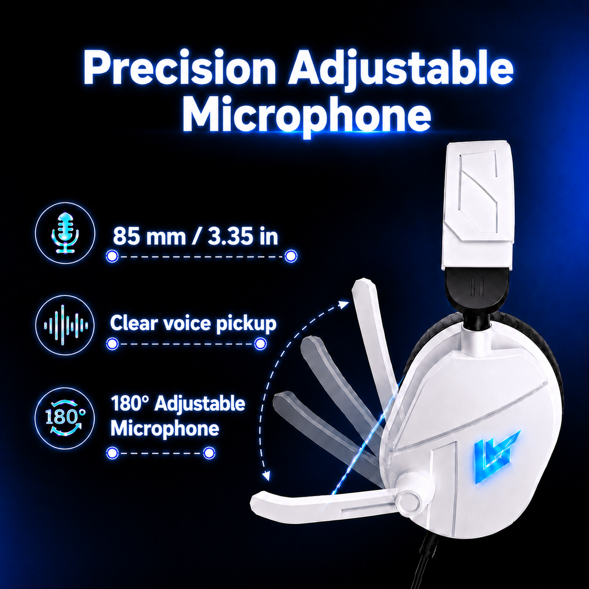 Btootos Gaming Headsets with Noise Cancelling Microphone, Xbox One & PS5 PS4 Headphones, High-Quality Stereo Sound, LED Light, Soft Memory Earmuffs for Ultimate Comfort, Wired over-Ear Headset for PC, Laptop