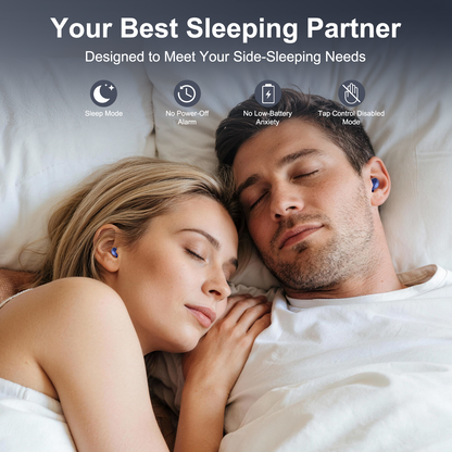 Geryst AI Sleep Earbuds Bluetooth 6.0 in Ear, Mini Sleep Headphones with Sleep Monitor and APP, Small Earplugs for Side Sleepers, 48H Playtime Sleep Earphones with Sleep Mode, Personal Alarm, Blue