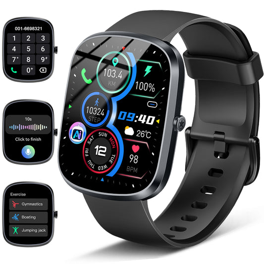 BTOOTOS AI Smart Watch for Women Men 1.91" HD Touch Screen with Dual-Mode Smart Bluetooth Call and Voice Assistant 100+ Sport Modes IPX7 Waterproof Fitness Watch for Android/iPhone